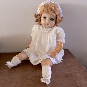Vintage Baby Doll Strawberry Blonde Curled Hair Cry Baby Voice Blinking Eyes